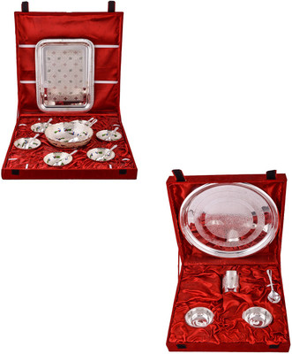 

G S Museum Pudding Set and Small Thali Set Bowl Spoon Tray Serving Set(Pack of 20)
