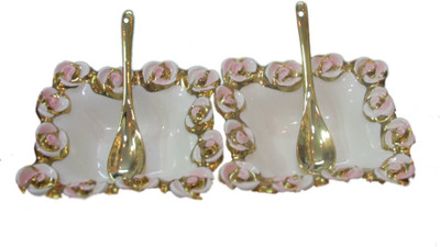

White Gold Serving Set Bowl Spoon Serving Set(Pack of 4)