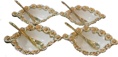 

White Gold Serving Set Bowl Spoon Serving Set(Pack of 8)