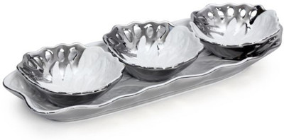 30% OFF on MOM Italy Silver/White Serving Tray W 3pc Bowl Set Bowl Tray Serving Set(Pack of 4) 30% OFF on MOM Italy Silver/White Serving Tray W 3pc Bowl Set Bowl Tray Serving Set(Pack of 4)
