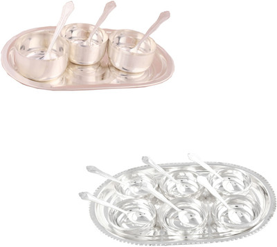 

G S Museum 3 Premium Bowl Set with Oval Tray and 6 Manchurian Bowl Set with Oval Tray Bowl Spoon Tray Serving Set
