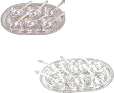 

G S Museum 6 Square Bowl with Spoon and Tray and 6 Manchurian Bowl Set with Oval Tray Bowl Spoon Tray Serving Set