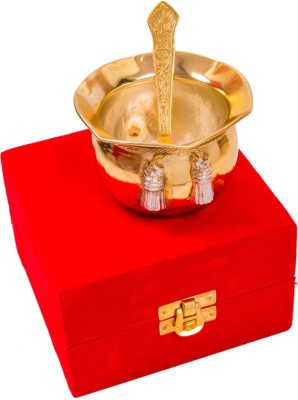 Indian Craft Villa Handmade Festival Unique And Utility Gifts Mouth Freshener Gold Plated Handi Bowl Set With Beautiful Standard Packing Box Bowl Spoon Serving Set(Pack of 2) at flipkart