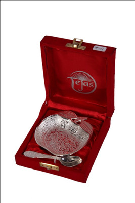 

JT International German Silver Bowl Tray Serving Set(Pack of 2)
