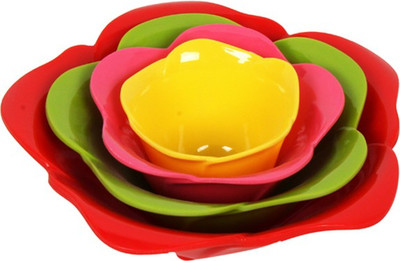 

Purpledip Microwave safe Plastic Plate Bowl Serving Set(Pack of 4)