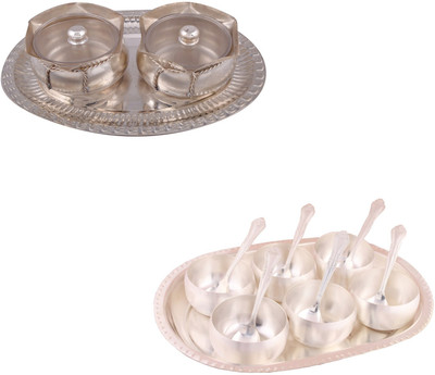 G S Museum 2 Big Tai Loti Set and 3.5" Met 6 Finish Bowl Set with Oval Tray Bowl Spoon Tray Serving Set