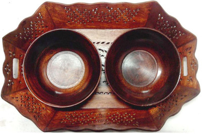 

Craftatoz Bowl Tray Serving Set(Pack of 3)