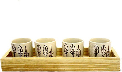 

Smalshop Kanso Limited Edition- Handmade Cups Cup Tray Serving Set(Pack of 4)