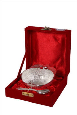 

JT International German Silver Bowl Tray Serving Set(Pack of 2)