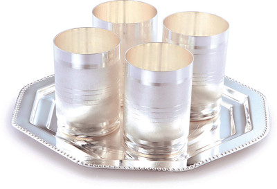 9% OFF on Ojas New 4pc Disco Glass, Tray Serving Set(Pack of 5)