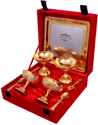 

Indian Craft Villa Bowl Spoon Tray Serving Set(Pack of 9)