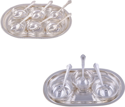 

G S Museum 6 Square Bowl with Spoon and Tray and 3 Manchurian Bowl Set with Oval Tray Bowl Spoon Tray Serving Set