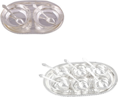 

G S Museum 2 6" Bowl with Spoon and Tray and 6 Manchurian Bowl Set with Oval Tray Bowl Spoon Tray Serving Set