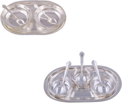 G S Museum 2 6" Bowl with Spoon and Tray and 3 Manchurian Bowl Set with Oval Tray Bowl Spoon Tray Serving Set