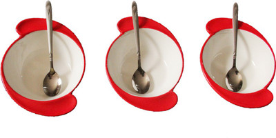 

White Gold Eva Evergreen Assets Bowl Spoon Serving Set(Pack of 6)