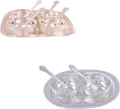 

G S Museum Premium 4 Bowl Set with Rectangle Tray and 2 Manchurian Bowl Set with Oval Tray Bowl Spoon Tray Serving Set