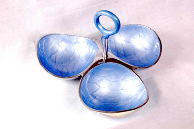 

Cosmosgalaxy Serving Dish 3 Partition - Blue Bowl Tray Serving Set(Pack of 1)