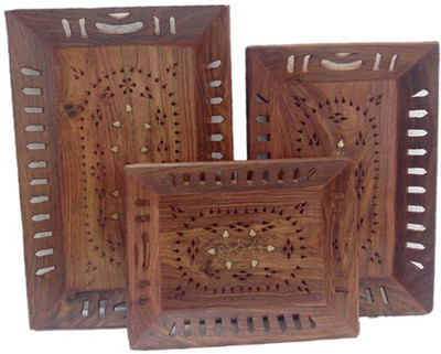 

Craftatoz Bowl Tray Serving Set(Pack of 3)