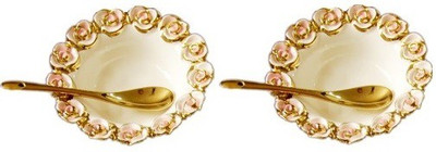 

White Gold Bowl Spoon Serving Set(Pack of 4)