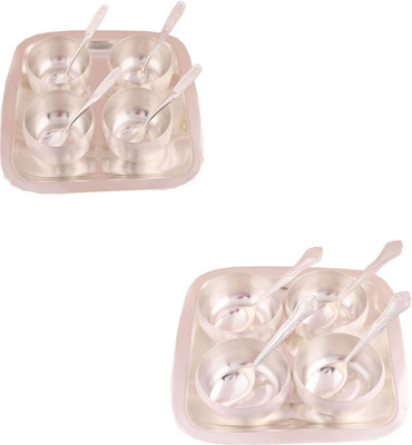 

G S Museum 3" Met Finish 4 Bowl Set with Rectangle Tray and 3.5" Met Finish 4 Bowl Set with Rectangle Tray Bowl Spoon Tray Serving Set