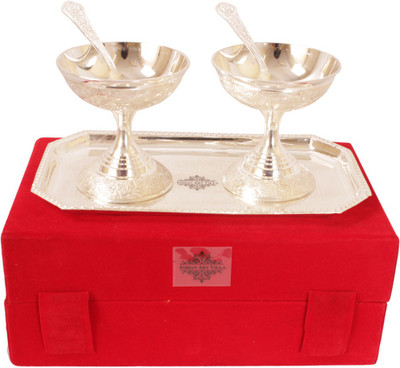 

IndianArtVilla Bowl Spoon Tray Serving Set(Pack of 5)