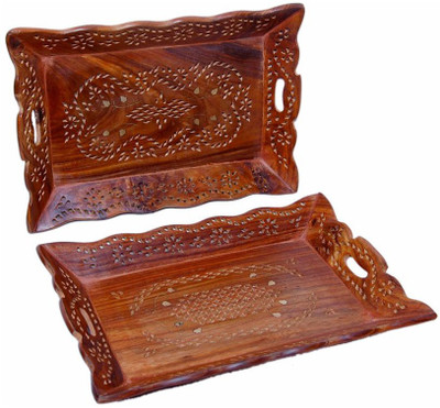 

Craftatoz Bowl Tray Serving Set(Pack of 2)