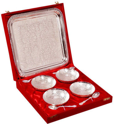 

Indian Craft Villa Bowl Spoon Tray Serving Set(Pack of 9)