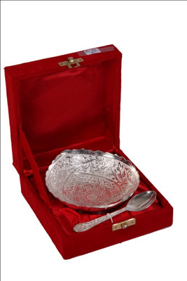 

JT International German Silver Bowl Tray Serving Set(Pack of 2)