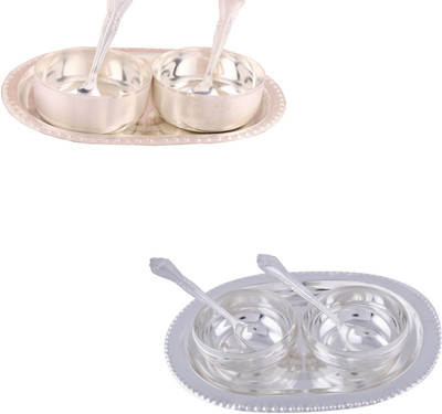 

G S Museum Premium 2 Bowl Set with Oval Tray and 2 Manchurian Bowl Set with Oval Tray Bowl Spoon Tray Serving Set