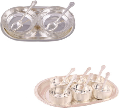 

G S Museum 2 5" Bowl with Spoon and Tray and Premium 6 Bowl Set with Oval Tray Bowl Spoon Tray Serving Set