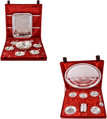 

G S Museum Pudding Set and Big Thali Set Bowl Spoon Tray Serving Set(Pack of 23)