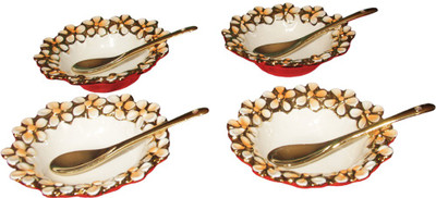 

White Gold Bowl Spoon Serving Set(Pack of 8)
