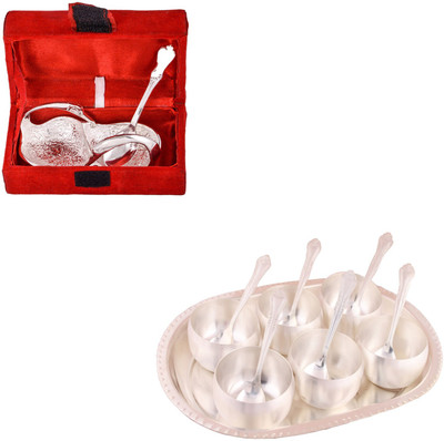 

G S Museum Mini Duck Tray with Spoon and 3.5" Met 6 Finish Bowl Set with Oval Tray Bowl Spoon Tray Serving Set