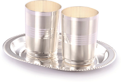 9% OFF on Ojas Ditto Glass, Tray Serving Set(Pack of 3)