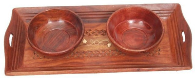 

Onlineshoppee 1 Tray With 2 Bowls Bowl Tray Serving Set(Pack of 3)
