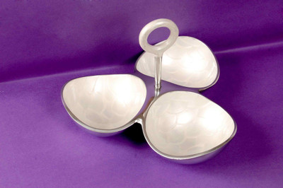 Cosmosgalaxy Serving Dish 3 Partition - White Bowl Tray Serving Set(Pack of 1)