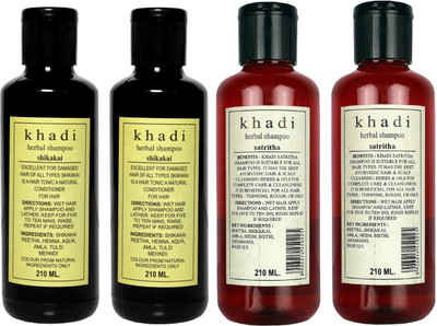 

Khadi Herbal Shampoo Sikakai & Satritha Combo(840 ml)