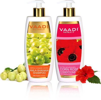 

Vaadi Herbals Amla Shikakai Shampoo - Hairfall & Damage Control With Corn Rose Conditioner ( 350 ml x 2)(350 ml)