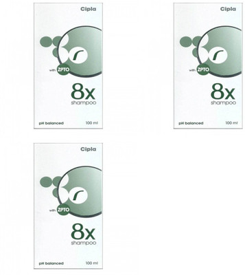 Cipla 8X Shampoo with ZPTO (3 Pack x 100)(300 ml)