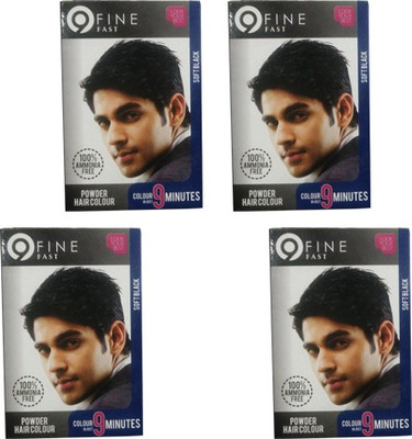 

9 Fine Fast Powder Hair Color Pack of 4 Hair Color(Soft Black)