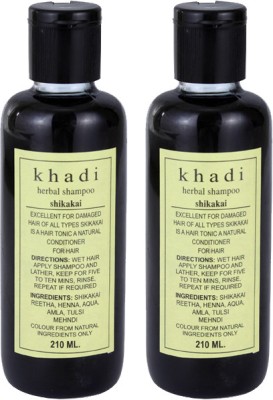 Khadi Herbal Shikakai Shampoo - Twin Pack (420 ml)(420 ml)