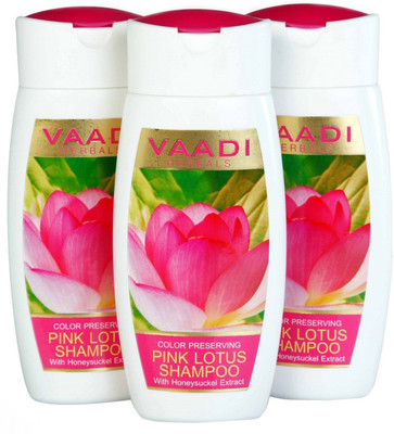 

Vaadi Herbals Pink Lotus Shampoo with Honeysuckle Extract - Color Preserving - Pack of 3(110 ml)