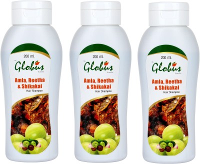 Globus Amla Reetha & Shikakai Hair Shampoo Pack of 3(600 ml)