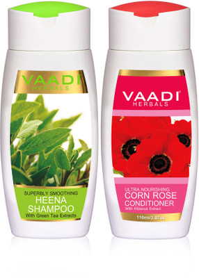 

Vaadi Herbals Superbly Smooothing Henna Shampoo With Corn Rose Conditioner (110 ml x 2)(110 ml)