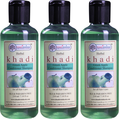 

Khadi Rishikesh Herbal Green Apple Pack of 3 Contitioner Shampoo Each -(210 ml)