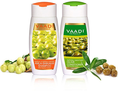 

VAADI HERBAL Amla Shikakai Shampoo - Hairfall & Damage Control With Olive Conditioner (110 ml x 2)(110 ml)