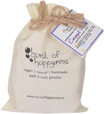 

Burst of Happyness Coconut Milk Hair & Body Bar with Raw Cocoa & Shea Butter, Jojoba Oil; ideal for dry, mature skin and dry hair(100 g)