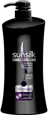 

Sunsilk Co-Creations Stunning Black Shine Shampoo With UV Filter & Henna Complex 650 ml with ayur soap(650 ml)