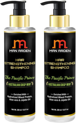 Man Arden Hair Strengthening Shampoo - The Pacific Prince - With Hydrolized Wheat Protein, Aloe vera & Jojoba Oil (Pack of 2)(200 ml)