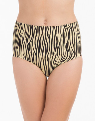 

PrettySecrets Beige Zebra High Waist Shaping Women's Shapewear, Beige;black